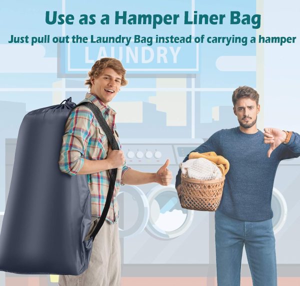 Coomee Heavy Duty Laundry Bag, 2 Pack XL Nylon Laundry Bags with Straps | Extra Large Laundry Bags, Drawstring Closure, Washable Large Dirty Clothes Organizer, Travel Bag Fits a Laundry Hamper