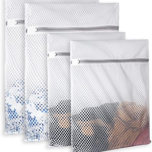 WF12466MAX_1 Extra Large Honeycomb Mesh Laundry Bag125gsm Net Fabric Durable and Reusable Delicate Wash Bag,Travel Organization Bag for Lingerie,Clothes,Jeans,Bath Towel,Sock (Set of 4(2L+2XL))