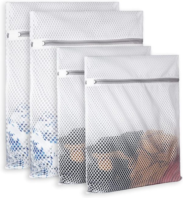 WF12466MAX_1 Extra Large Honeycomb Mesh Laundry Bag125gsm Net Fabric Durable and Reusable Delicate Wash Bag,Travel Organization Bag for Lingerie,Clothes,Jeans,Bath Towel,Sock (Set of 4(2L+2XL))