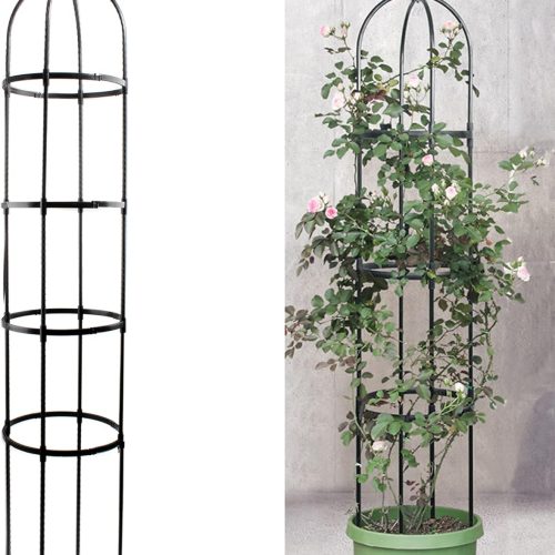 6ft Garden Obelisk Trellis for Climbing Plants-Rustproof Metal Pipe with Heavy Duty Plastic Coated, Garden Outdoor Indoor Potted Plant Support for Clematis Vine Jasmine Support （Black）