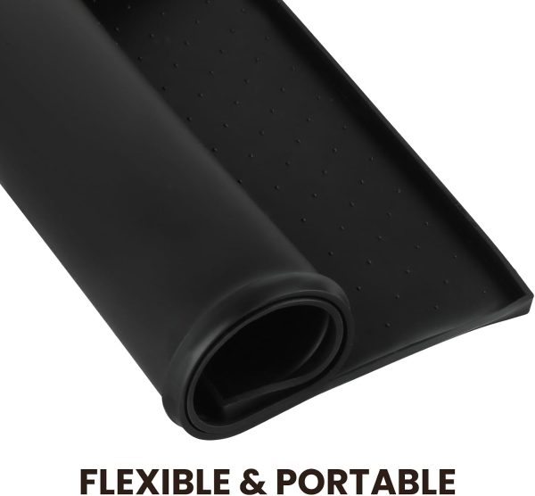 VIVAGLORY Pet Food Mat Grippymat Dog Bowl Mat, 19" L x 12" W, Black
