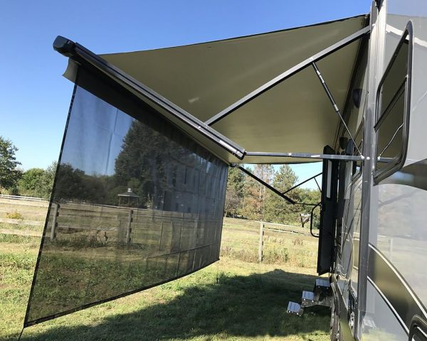 WF12767MAX_2 RV Awning Mesh Sun Shade Screen for Motorhome Camper Trailer Sunshade | Fit 13' Awning, Premium Breathable Sunscreen, UV Blocker, Easy Install Kits, No Zipper, 3 Year Warranty, 8'X12'3'' Black