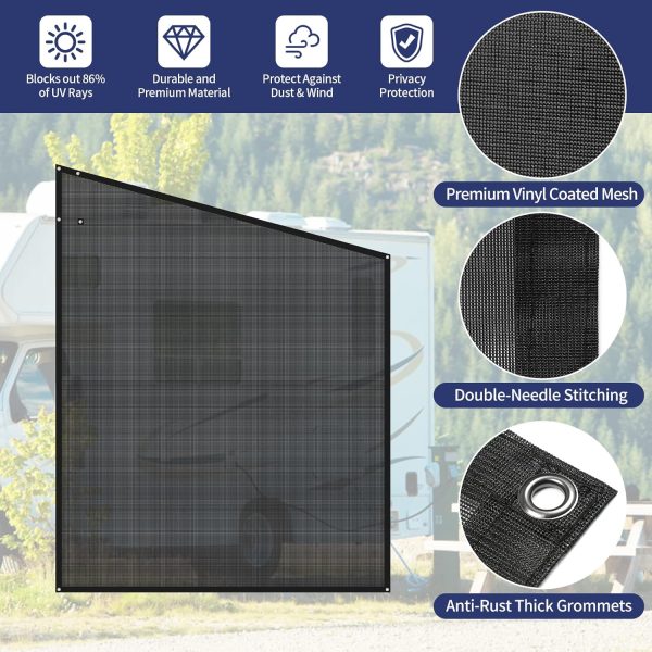 WF12781MAX_2 NAIMORUI RV Awning Side Shade, 9'X7' RV Awning Side Shade Screen, Camper Sunshade Complete Kits Motorhome Trailer UV Blocker, Black