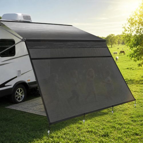 WF12790MAX_1 RV Awning Sun Shade Screen with Zipper 8'x16'3'' Fit 17' RV Awning | UV Blocker, Privacy & Airflow, Heavy-duty Breathable Mesh Fabric, Durable Weather Resistant, Fits Standard RV Patio Awnings