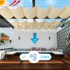 Retractable Wave Sun Shade Cloth 3' x 12' Sun Shade Sail Waterproof Polyester Sunscreen Awning Canopy Wind Protection for Outdoor Patio Yard Terrace Carport Cream