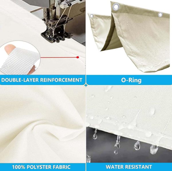 Retractable Wave Sun Shade Cloth 3' x 12' Sun Shade Sail Waterproof Polyester Sunscreen Awning Canopy Wind Protection for Outdoor Patio Yard Terrace Carport Cream