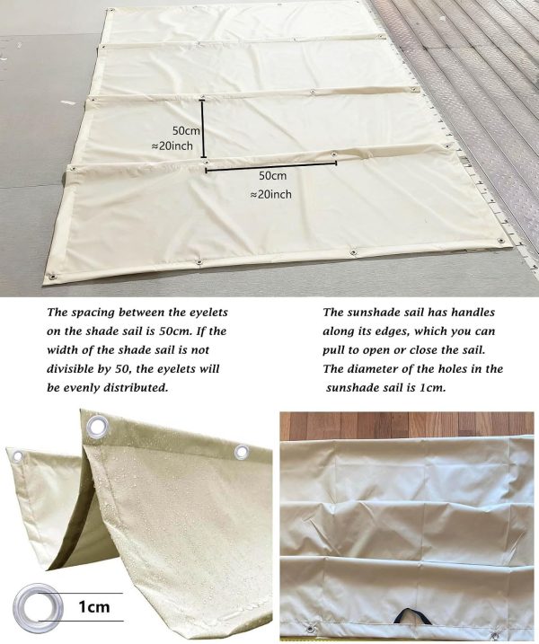 Retractable Wave Sun Shade Cloth 3' x 12' Sun Shade Sail Waterproof Polyester Sunscreen Awning Canopy Wind Protection for Outdoor Patio Yard Terrace Carport Cream