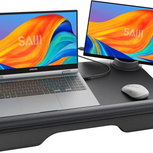 SAIJI Laptop Lap Desk with External Monitor Holder Fits Up to 17" Laptops