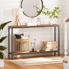 HOOBRO Console Table, 47.2" Narrow Entryway Table, Sofa Table with Shelf, Entrance Table for Living Room, Hallway, Foyer, Corridor, Office, Metal Frame, Rustic Brown and Black BF20XG01G1