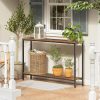 HOOBRO Console Table, 47.2" Narrow Entryway Table, Sofa Table with Shelf, Entrance Table for Living Room, Hallway, Foyer, Corridor, Office, Metal Frame, Rustic Brown and Black BF20XG01G1