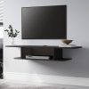 WF1761MAX_1 FITUEYES Black Floating TV Stand for TVs up to 55 Inch | Media Shelf Under TV,Open Storage,Cable Management,Small Wall Mounted Entertainment Center,For Living Room,Bedroom