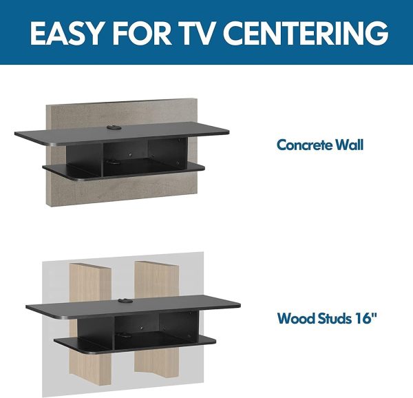 WF1761MAX_3 FITUEYES Black Floating TV Stand for TVs up to 55 Inch | Media Shelf Under TV,Open Storage,Cable Management,Small Wall Mounted Entertainment Center,For Living Room,Bedroom