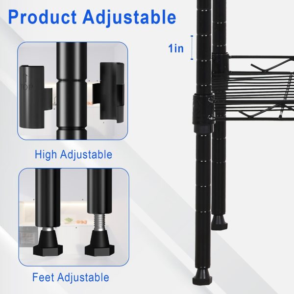 WF1794MAX_4 FDW | 5-Tier Wire Shelf | 17" x 12" x 48" | Black | Storage Shelves with Adjustable Racks, Holds upto 750 lbs | Rust-Resistant, No-Tool Assembly | For Home, Garage
