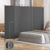 Helios&Hestia 6-Panel 6 ft Tall Indoor Folding Room Divider, Portable Privacy Screen, Freestanding Partition Separator, Temporary Wall Separation for Bedroom, Office, 120" W X 71" H, Dark Grey