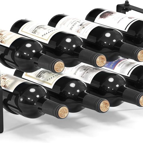 Stackable Wine Rack Countertop, 2 Tier 8 Bottle Wine Holder for Cabinet Bar