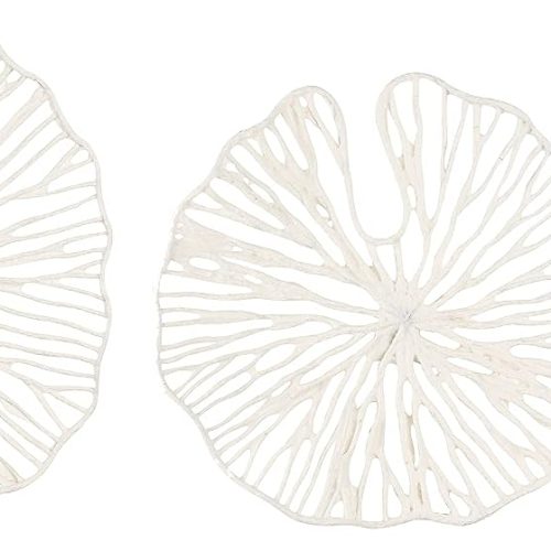 Creative Co-Op Handmade White Coral Shaped Paper & Metal Wall Décor (Set of 3 Sizes)