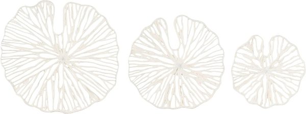 WF2374MAX_1 Creative Co-Op Handmade White Coral Shaped Paper & Metal Wall Décor (Set of 3 Sizes)