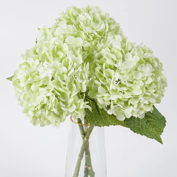 WF2421MAX_1 3 Pcs Green Hydrangea Artificial Flowers Realistic Real Touch Latex Flower | Faux Hydrangeas Decor for Wedding Table Centerpieces Home Party Outdoor Arrangements Vase