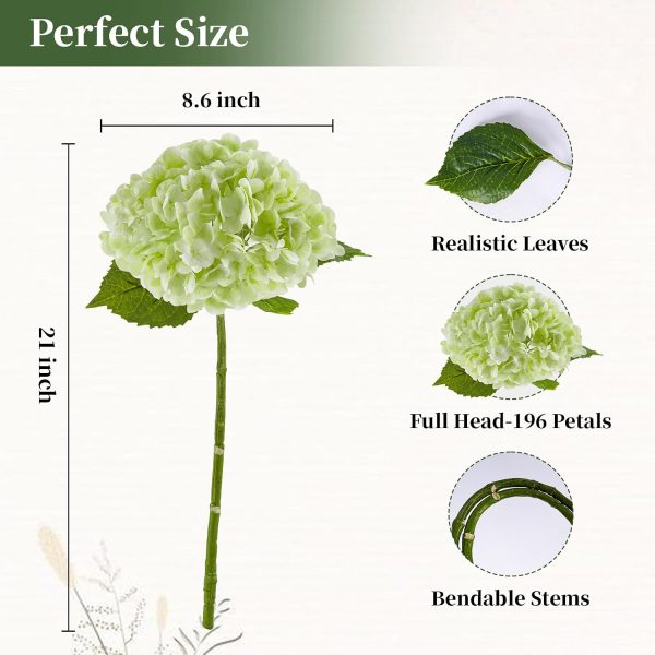 WF2421MAX_3 3 Pcs Green Hydrangea Artificial Flowers Realistic Real Touch Latex Flower | Faux Hydrangeas Decor for Wedding Table Centerpieces Home Party Outdoor Arrangements Vase