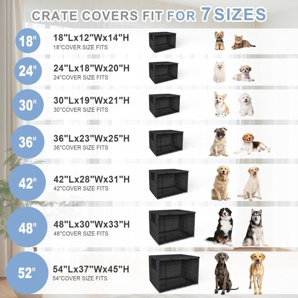 WF2536MAX_2 Explore Land Dog Crate Cover Heavy Duty Polyester Pet Kennel Sunshade Universal Fit for 24 inches Wire Cage (Black)