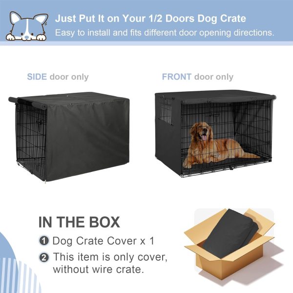 WF2536MAX_3 Explore Land Dog Crate Cover Heavy Duty Polyester Pet Kennel Sunshade Universal Fit for 24 inches Wire Cage (Black)
