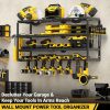 WF2654MAX_2 YYR 4 Layer Power Tool Organizer Wall Mount, Cordless Drill Hanger Storage Rack, Battery Tools Holder with Charging Station Shelf for Garage Organization, Workshop, Pegboard, Shed - 32 Inch 8 Slots