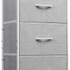 WLIVE Small Dresser Nightstand for Bedroom, 3 Drawers, Light Grey | 3 roomy fabric drawers, Compact nightstand, Bedroom or closet use, Chest of drawers, Dresser for small spaces