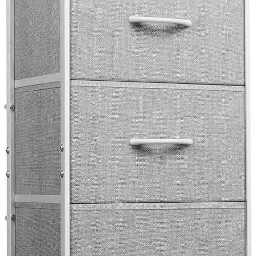 WF2771MAX_1 WLIVE Small Dresser Nightstand for Bedroom, 3 Drawers, Light Grey | 3 roomy fabric drawers, Compact nightstand, Bedroom or closet use, Chest of drawers, Dresser for small spaces