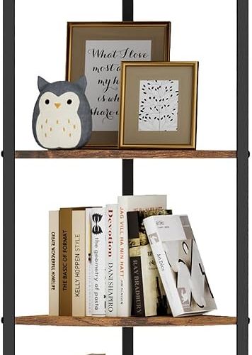 Homhedy 6-Tier Arched Corner Shelf Stand, Wall Corner Bookshelf
