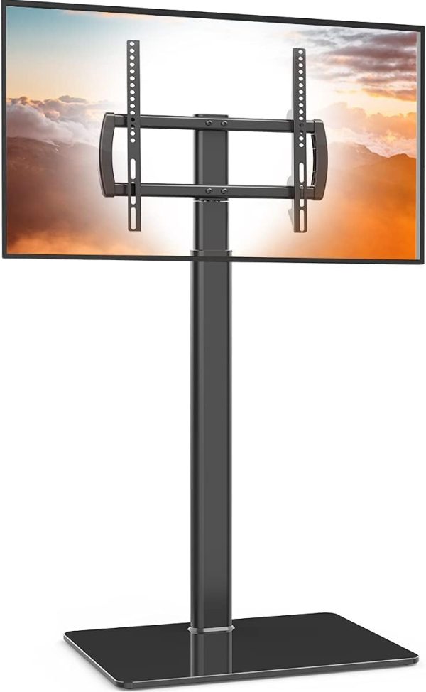 WF2946MAX_1 Universal Floor TV Stand with Mount 80 Degree Swivel Height Adjustable and Space Saving Design for Most 27 to 65 inch LCD, LED OLED TVs, Perfect for Corner & Bedroom HT1002B