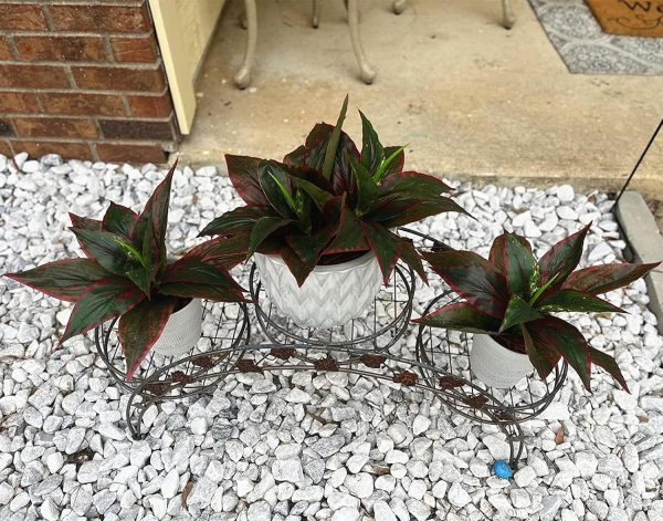 Fake Plants Artificial Plant Outdoor Shrubs Faux Grass Plastic Leaves Greenery Bushes Home Garden Wedding Party Decorations Indoor Office Yard UV Resistant Planter Filler Red 2 Pack