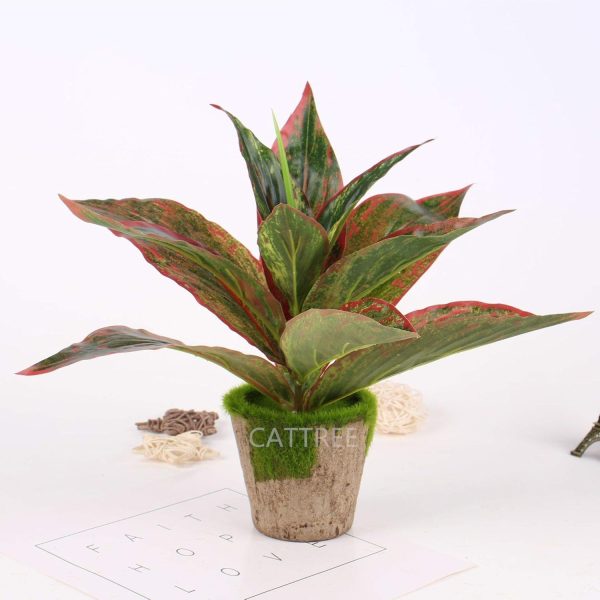 Fake Plants Artificial Plant Outdoor Shrubs Faux Grass Plastic Leaves Greenery Bushes Home Garden Wedding Party Decorations Indoor Office Yard UV Resistant Planter Filler Red 2 Pack