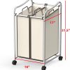 Simple Houseware 2-Bag Heavy Duty Laundry Sorter Rolling Cart, Chrome