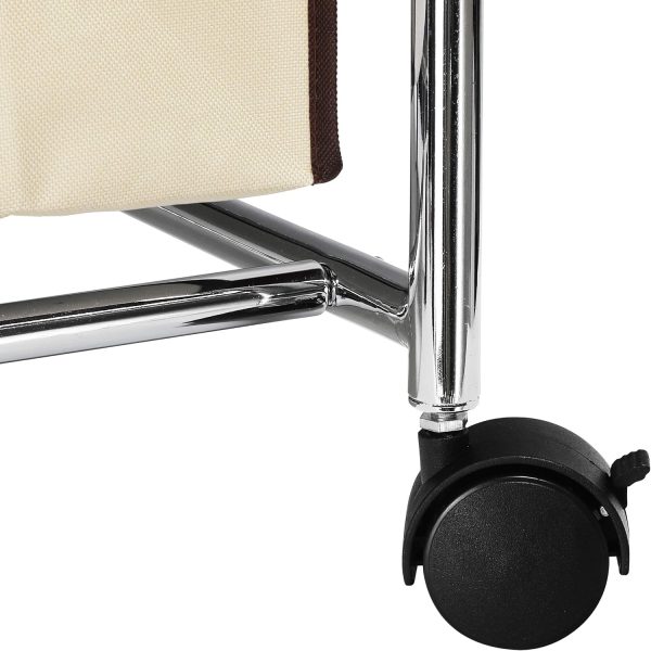 Simple Houseware 2-Bag Heavy Duty Laundry Sorter Rolling Cart, Chrome