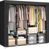 67" Portable Wardrobe Closet for Hanging Clothes Large Capacity for Bedroom | Non-woven Fabric Cover, 4 Clothes Hanging Rods, 8 Storage Shelves, Black