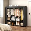 67" Portable Wardrobe Closet for Hanging Clothes Large Capacity for Bedroom | Non-woven Fabric Cover, 4 Clothes Hanging Rods, 8 Storage Shelves, Black