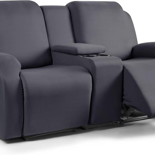 TAOCOCO Reclining Loveseat with Console Slipcover, 2 Seat Recliner Cover