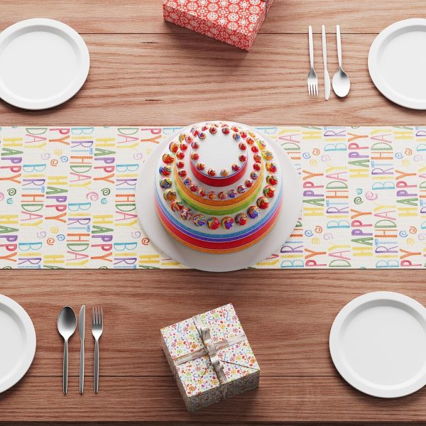 XCHI Happy Birthday Colorful Table Runner for Table Decoration 13x72 Inch
