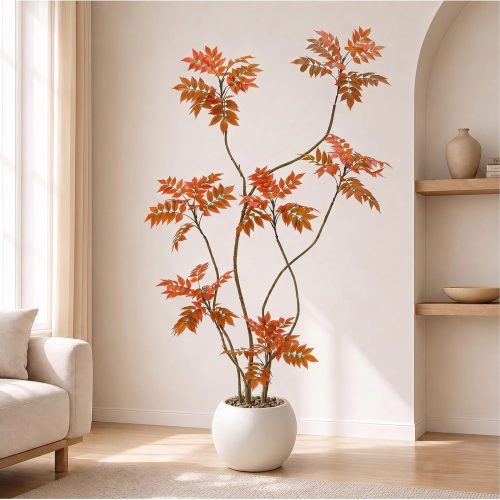 WF3816MAX_1 Artificial Sumac Tree 6FT, Tall Fake Plant Indoor with Pot, Realistic Faux Tree for Living Room Bedroom Office Corner Decor, Artificial Mahonia Fortunei Tree Housewarming