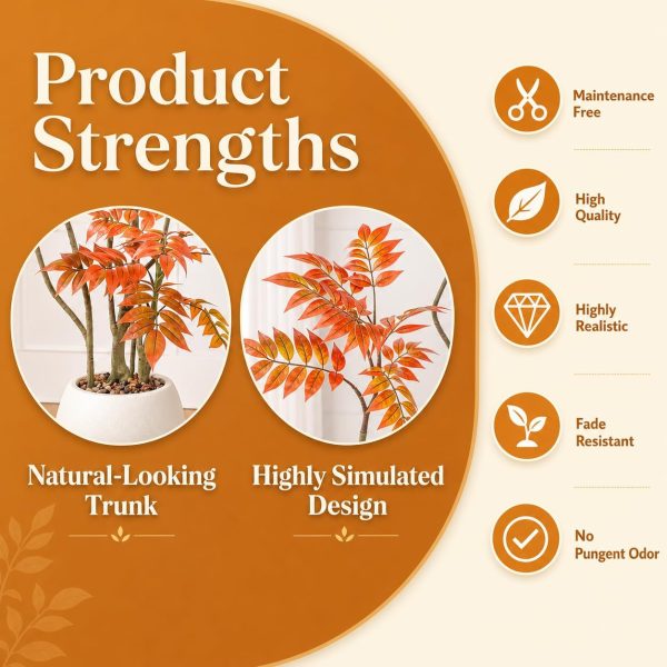 WF3816MAX_4 Artificial Sumac Tree 6FT, Tall Fake Plant Indoor with Pot, Realistic Faux Tree for Living Room Bedroom Office Corner Decor, Artificial Mahonia Fortunei Tree Housewarming