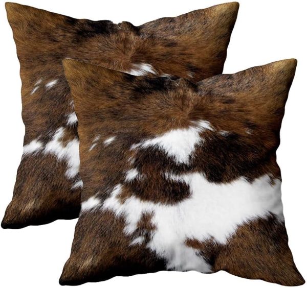 WF3862MAX_1 TOMWISH Pack of 2 Christmas Cowhide Printing Western 18x18 Pillow Cover | Throw Pillow Covers Decorative Throw Pillows Cushion Covers for Home Living Room Sofa Bedroom Decor