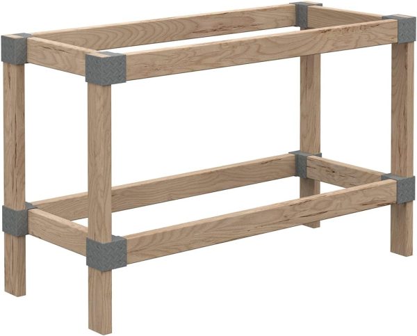WF3921MAX_1 HEAVYWEIGHT DIY Workbench Hardware Kit, 24 in W x 48 in D, 500 lb Capacity, Easy 90 Cuts, Lumber Not Included, Gray Plastic Brackets