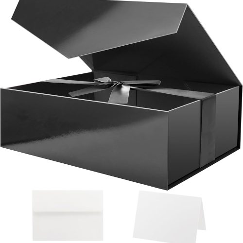 WF4119MAX_1 HAPPY POTATO Large Black Gift Box with Magnetic Lid 11.5x8.1x3.8 Inches