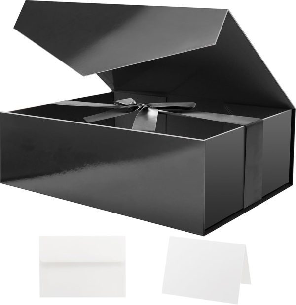 WF4119MAX_1 HAPPY POTATO Large Black Gift Box with Magnetic Lid 11.5x8.1x3.8 Inches