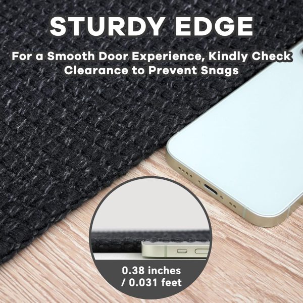 Woven Runner Rug 3x10 Ft Washable Runners for Hallways Long Non Slip Rubber Backed Kitchen Runner Braided Indoor Floor Carpet Runners for Entryway, Hallway, Kitchen, Black/Grey