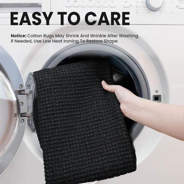 Woven Runner Rug 3x10 Ft Washable Runners for Hallways Long Non Slip Rubber Backed Kitchen Runner Braided Indoor Floor Carpet Runners for Entryway, Hallway, Kitchen, Black/Grey