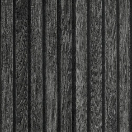 LACHEERY Black Wood Panel Wallpaper Peel and Stick 3D Wood Slat Wall Paper Black Wooden Slats Panels for Wall Cabinets Removable Contact Paper Self Adhesive Oak Slat Panel Roll Decorative 15.8"x80"