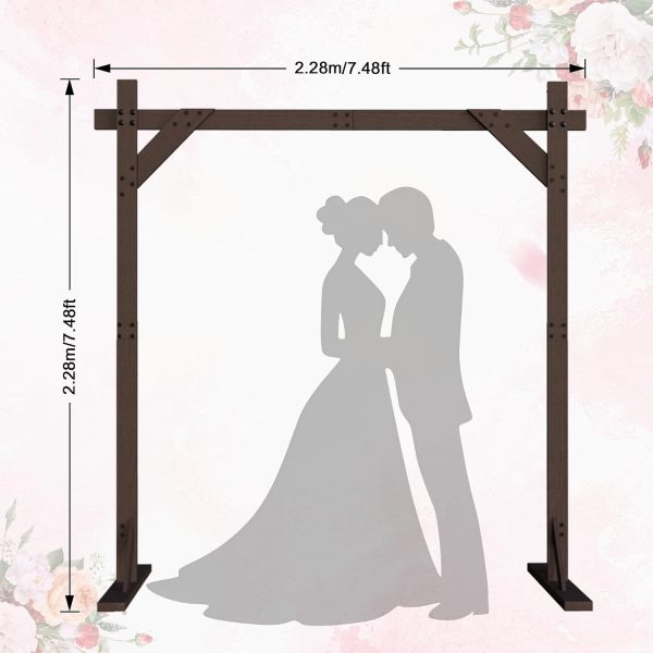 Chamvis 7.48FT Wooden Wedding Arch Frame, Wood Square Arch Backdrop Stand Wedding Arbor for Ceremony and Outdoor Lawn Decorations