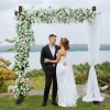 Chamvis 7.48FT Wooden Wedding Arch Frame, Wood Square Arch Backdrop Stand Wedding Arbor for Ceremony and Outdoor Lawn Decorations