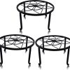 yosager 3 Pack Metal Plant Stands for Flower Pot, Heavy Duty Black Iron Potted Stand Holder, Indoor Outdoor Rustproof Metal Planter Container Round Supports Display Rack for Home & Garden Decor